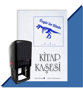 Kişiye Özel  Dinazor İskelet Tarihli Kitap Kaşesi (Mavi)