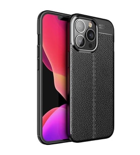 Uyumlu Model Apple iPhone 13 Pro Kılıf Deri Tarzı Niss Silikon Case (Siyah)