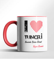 Kişiye Özel Tunceli Seninle Daha Güzel Tema Siyah Renk Kupa (Kırmızı)