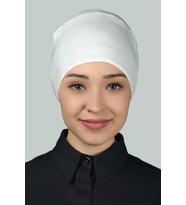 Kadın Pratik Dikişsiz Bağcıklı Kaymayan Tesettür Penye Bone (Ekru)
