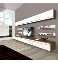 Decoraktiv Eko 360Y Mdf Krom Ayaklı Tv Ünitesi Tv Sehpası (Beyaz - Kahverengi)