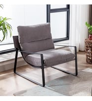 SLLER Portatif Metal İskeletli Berjer, Modern Metal İskeletli Portatif Tekli Koltuk Zarif (Gri)