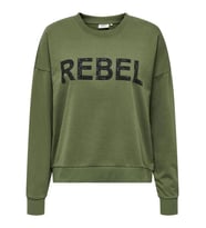 Only Kadın Bisiklet Yaka Taşlı Sweatshirt - 15310260 (Yeşil)