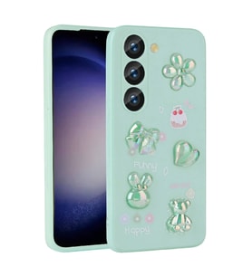 Galaxy S23 Kılıf Kabartma Figürlü Parlak Toys Silikon Kılıf (Açık Yeşil)