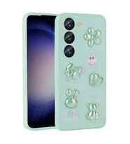Galaxy S23 Kılıf Kabartma Figürlü Parlak Toys Silikon Kılıf (Açık Yeşil)