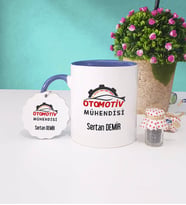 Otomotiv Mühendisi Kupa Bardak ve Anahtarlık (Lacivert)