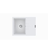 POLEX Cristalüx Granit Eviye P-S60 Tezgah Altı Ve Tezgah Üstü Kare Mutfak Evyesi 60,5x49,5cm (Beyaz)