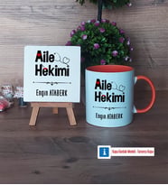 Aile Hekimi Dekoratif Taş, Kupa Bardak Kırmızı Hediye (Model 12)