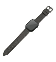 İsminizin Baş Harflerine Özel Deri Gümüş Harfli Apple Watch Saat Kordonu - Haki (Antrasit)