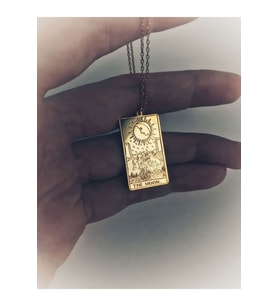 925 Ayar Gümüş Tarot The Moon Ay Kolye (Altın)