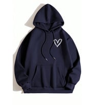 Unisex Heart Baskılı Oversize Sweatshirt (Lacivert)
