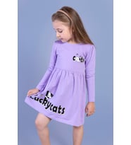Toontoy Kız Çocuk Luckycats Baskılı Elbise (Lila)