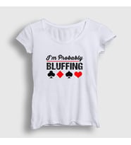 Presmono Kadın Sarı Probably Bluffing Poker T-Shirt 362161tt (Beyaz)