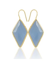 Kadir Jewellery 22 Ayar Altın Kaplama Vintage Küpe -El İşçiliği Ve Hipoalerjenik Küpe (Gece Mavisi)
