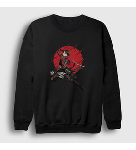 Presmono Unisex Beyaz Levi Anime Attack On Titan Sweatshirt 123817tt (Siyah)