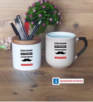 Erkek Öğretmene Hediye Kalemlik, Kupa Bardak T Kişiye Özel Hediye (Model 2)