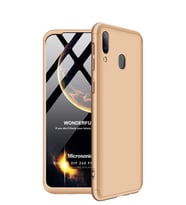 Microsonic Samsung Galaxy M10s Kılıf Double Dip 360 Protective (Gold)
