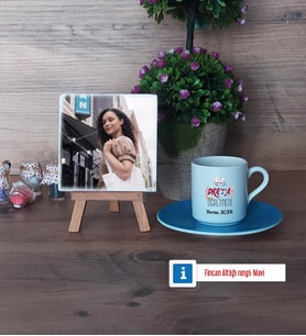 Drama Öğretmeni Fotoğraflı Dekoratif Taş, Ahşap Altlıklı Türk Kahvesi Fincanı Hediye Öğretmenler Günü Hediyesi (Model 5)