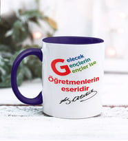 Öğretmenler Günü Tasarımlı Kişiye Özel Kupa Bardak (Lacivert)