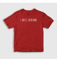 Presmono Unisex Çocuk Beyaz I Hate Eveyone T-Shirt 404270tt (Kırmızı)