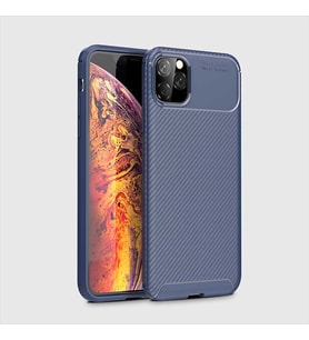 Uyumlu Model Apple iPhone 11 Pro Max Kılıf Karbon Silikon Case (Lacivert)