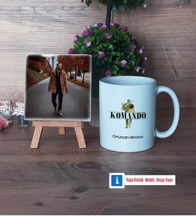 Komando Fotoğraflı Dekoratif Taş, Kupa Bardak Beyaz Hediye (Model 1)