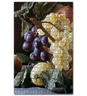 Cakapuzzle Sarı ve Siyah Üzümler, Limon ve Elma Puzzle Yapboz MDF (Ahşap) (1000 Parça)