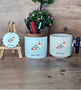 Seni Seviyorum Anne Hediye Sepeti Kupa Bardak T Kulplu, Kalemlik ve Anahtarlık Anneler Günü Anneye Doğum Günü Hediyesi (Model 2)