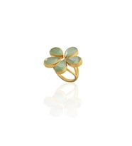 Kadir Jewellery 22 Ayar Altın Kaplama Zirkon Taşlı Kadın Vintage Yüzük (Açık Yeşil)