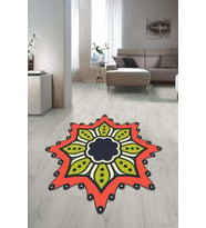 Dijital Baskılı Kaymaz Taban Yıkanabilir Yuvarlak Lazer Kesim Salon Halısı Paspas NLZR-HT-1231 (Yeşil)