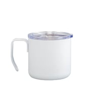Şeffaf Kapaklı Kuplu Çelik Bardak 350 Ml ( Renk Seçenekli ) (Beyaz)