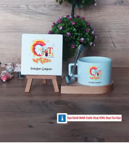 Grafiker Dekoratif Taş, Kupa Bardak Kırmızı Hediye (Model 7)