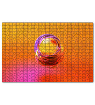 Cakapuzzle Turuncu Küre ve Saran Renkli Dalgaları  Puzzle Yapboz MDF (Ahşap) (500 Parça)