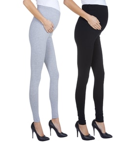 LuvmaBelly MYRA8001-8002-8009 Beli Ayarlanabilir Hamile Tayt Setli (Siyah-Gri)