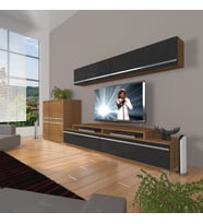 Decoraktiv Ekoflex 6y Mdf Tv Ünitesi Tv Sehpası (Siyah - Ceviz)
