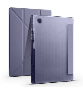 Samsung Galaxy Tab A8 10.5 SM-X200 (2021) Kılıf Tri Folding Kalem Bölmeli Standlı Yumuşak Silikon Kılıf (Mor)