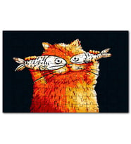 Cakapuzzle Balık Gözlü Kedi Karikatürize Puzzle Yapboz MDF (Ahşap) (255 Parça)