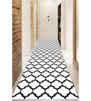 Dijital Baskılı Kaymaz Taban Yıkanabilir Modern Yolluk Ve Koridor Halısı NDU-HS-171 (Beyaz)