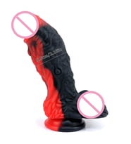 Carmine Vantuzlu Büyük Boy Silikon Su Geçirmez Canavar Dildo (Kırmızı)
