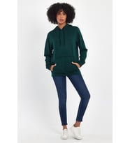 Süperlife Kadın Kapşonlu Regular Fit Baskılı İnce Sweatshirt SPR21K61 (Zümrüt Yeşili)