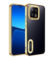 Xiaomi Mi 13 Kılıf Logo Yeri Açık Kamera Lens Korumalı Renkli Kenarlı Şeffaf Silikon (Gold)