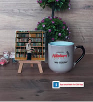 Kütüphaneci Fotoğraflı Dekoratif Taş, Kupa Bardak Beyaz Hediye (Model 10)
