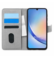 Microsonic Samsung Galaxy A34 Kılıf Fabric Book Wallet Siyah (Gri)
