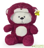 70 Cm Uykumcuk Kapüşonlu Peluş Ayı (Bordo)