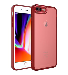 Apple iPhone 7 Plus Kılıf Kamera Korumalı Transparan Zore Post Kılıf (Kırmızı)