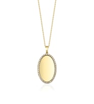 14 Ayar Altın Oval Plaka Kolye (Rose)