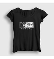 Presmono Kadın Beyaz Eren Yeager Flowers Anime Attack On Titan T-Shirt 314549tt (Siyah)