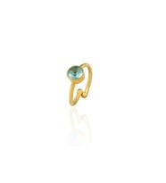 Kadir Jewellery 22 Ayar Altın Kaplama Zirkon Taşlı Ayarlanabilir Kadın Minimal Yüzük (Açık Mavi)