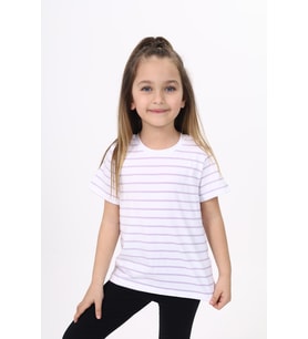 Toontoy Unisex Çocuk Çizgili Tişört (Açık Lila)