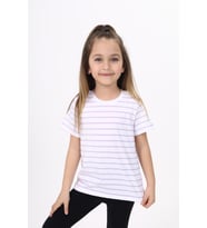 Toontoy Unisex Çocuk Çizgili Tişört (Açık Lila)